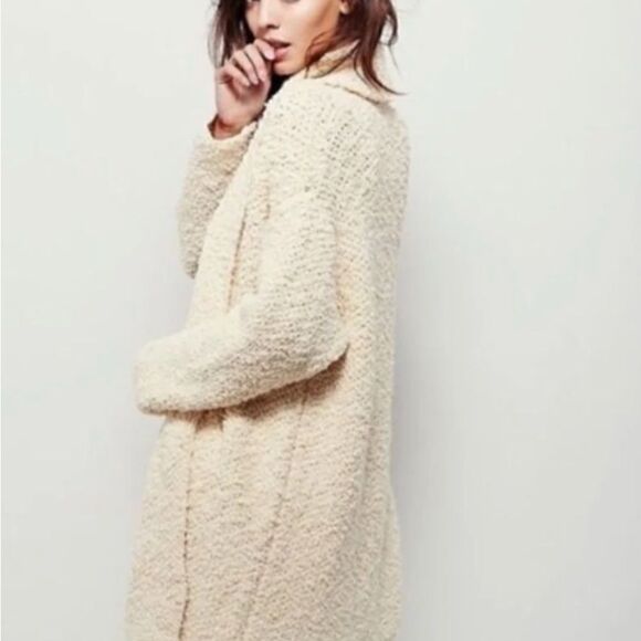 Free People Day Dreamer Boucle Cardigan Midi Sweater Dark Plum Roll Neck Sz XS - Picture 8 of 8